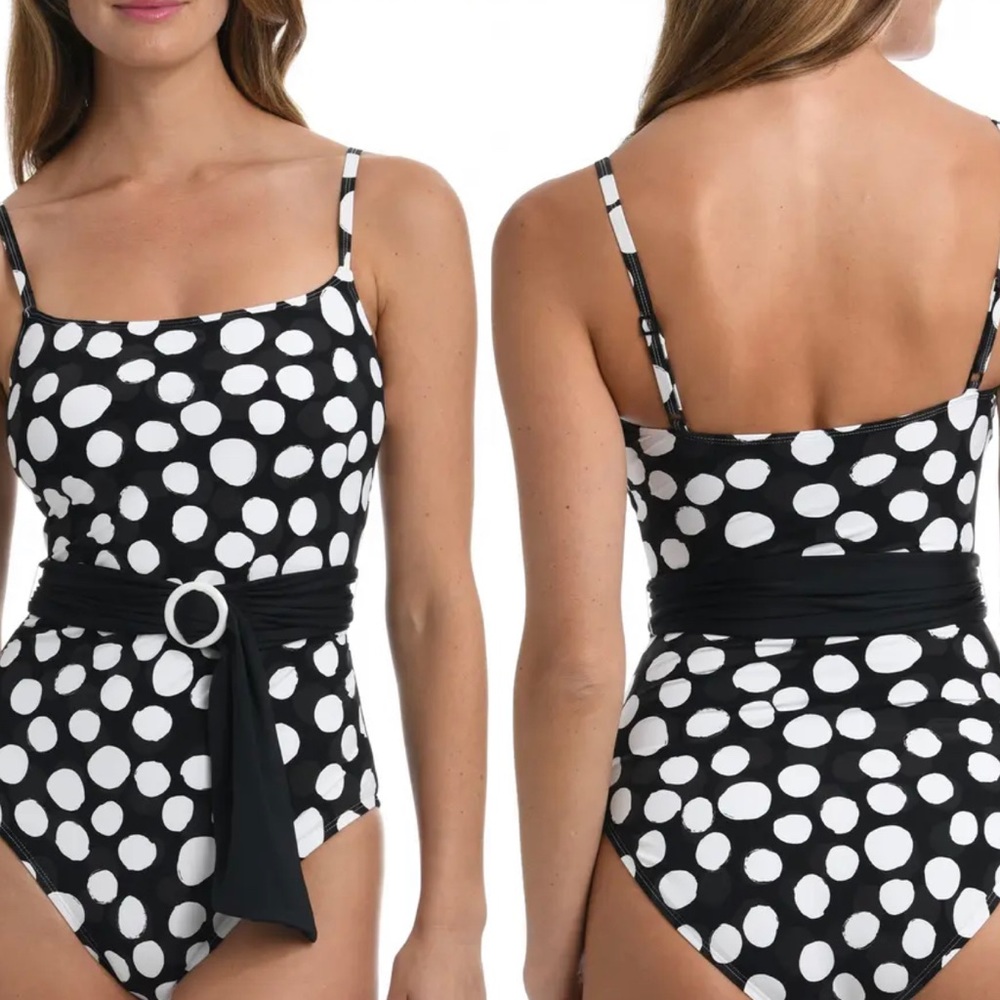 New LaBlanca size 14 black/white polkadot one piece swimsuit